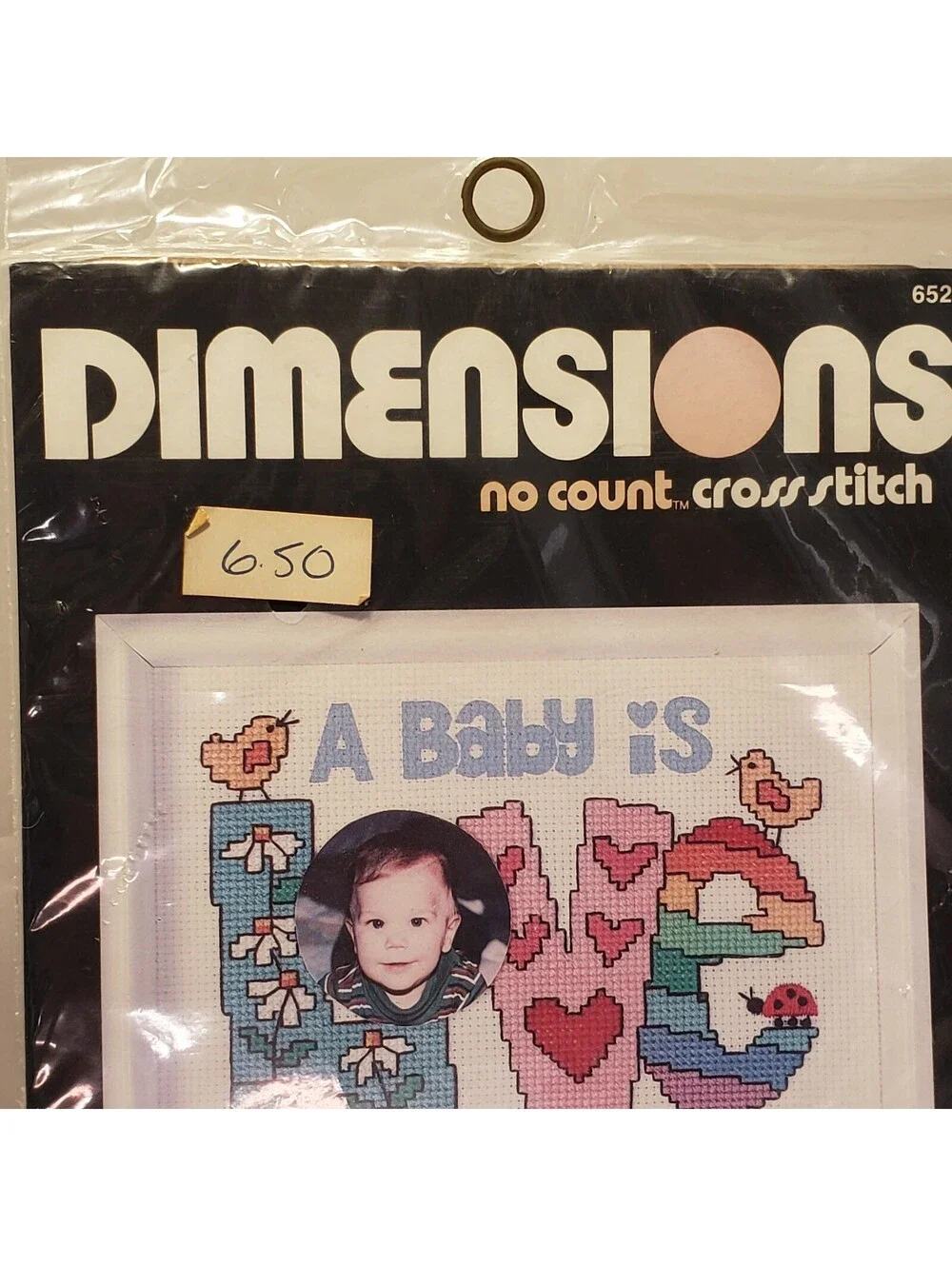 Vintage Dimensions No Count Cross Stitch Kit Baby Photo Frame LOVE #6526 NEW